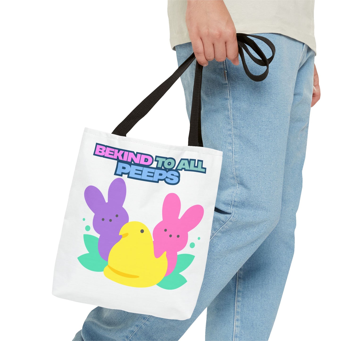 Colorful Easter Tote Bag - Bekind to All Peeps, Spring Gift, Eco-friendly Shopping, Cute Spring Accessory, Bunny Lovers