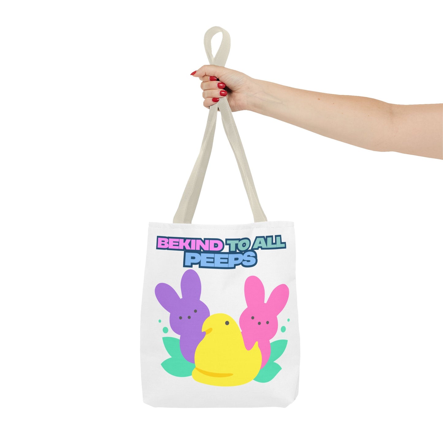 Colorful Easter Tote Bag - Bekind to All Peeps, Spring Gift, Eco-friendly Shopping, Cute Spring Accessory, Bunny Lovers