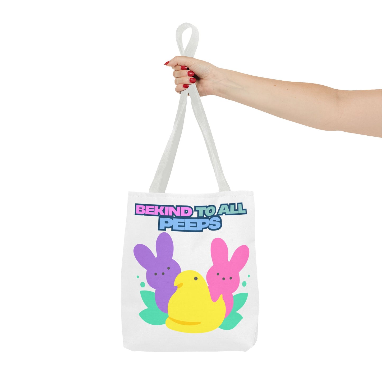 Colorful Easter Tote Bag - Bekind to All Peeps, Spring Gift, Eco-friendly Shopping, Cute Spring Accessory, Bunny Lovers