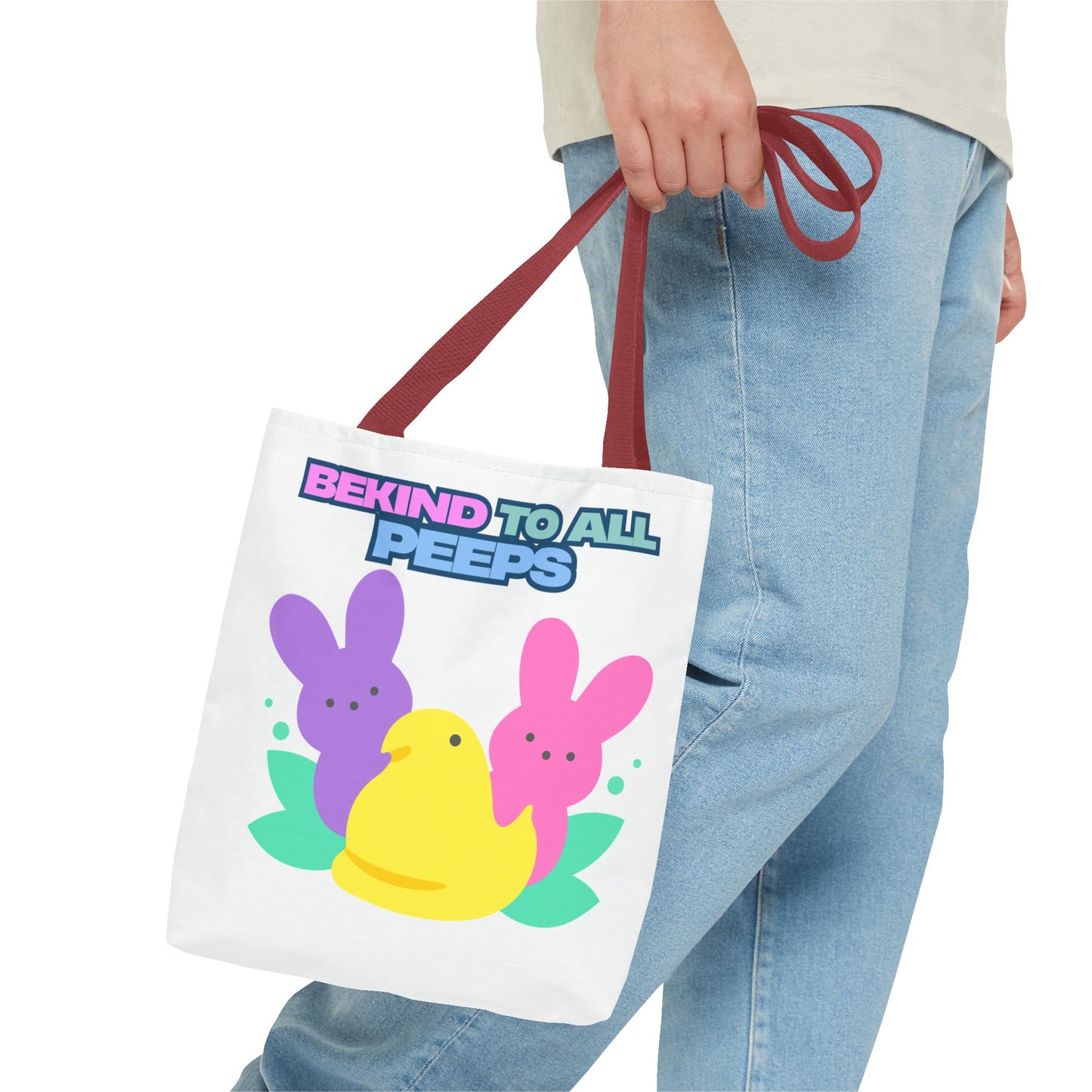 Colorful Easter Tote Bag - Bekind to All Peeps, Spring Gift, Eco-friendly Shopping, Cute Spring Accessory, Bunny Lovers