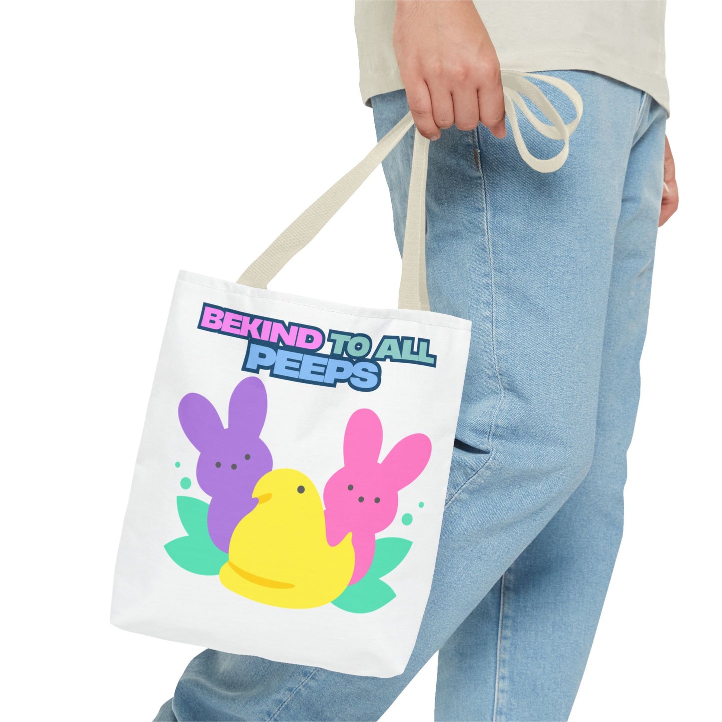 Colorful Easter Tote Bag - Bekind to All Peeps, Spring Gift, Eco-friendly Shopping, Cute Spring Accessory, Bunny Lovers