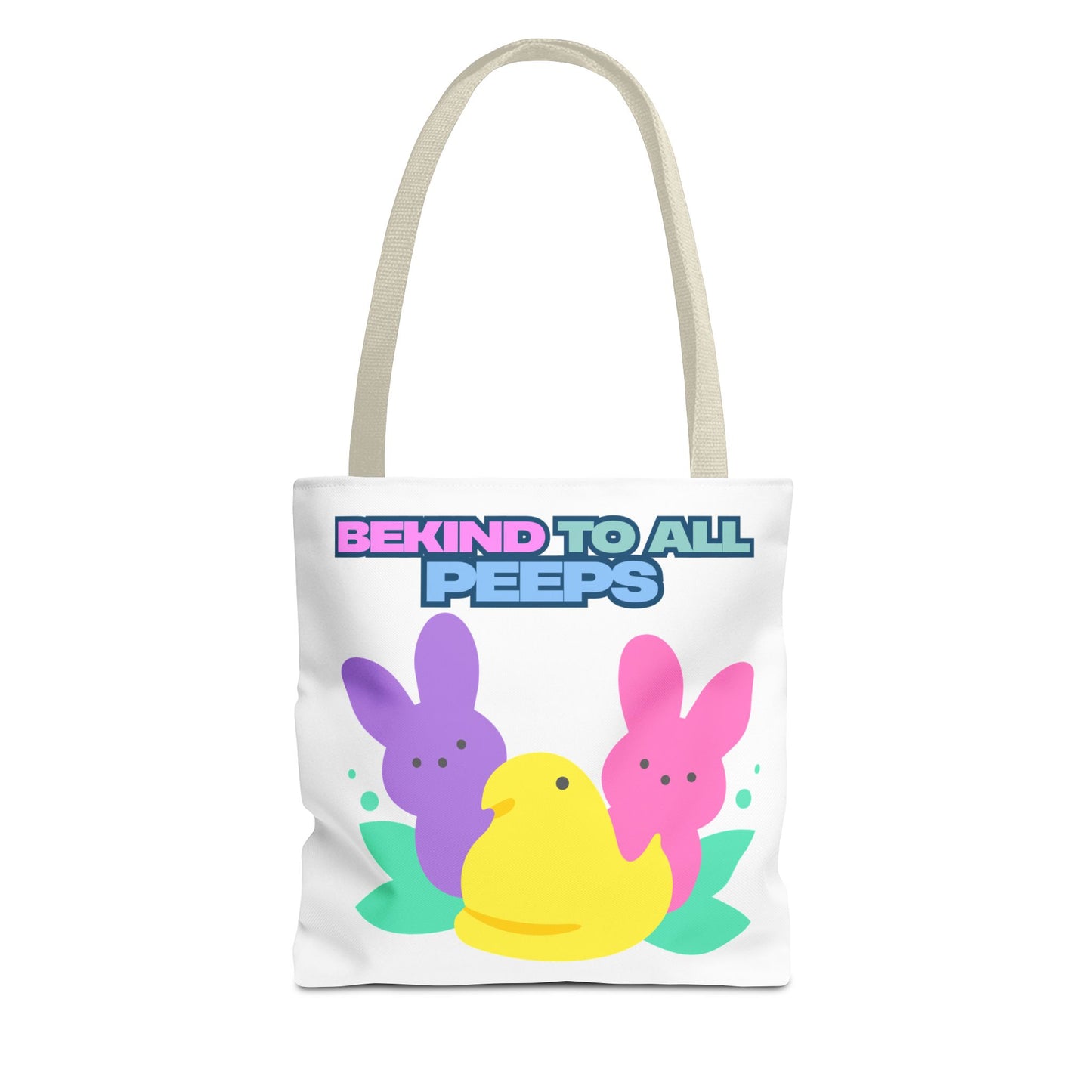 Colorful Easter Tote Bag - Bekind to All Peeps, Spring Gift, Eco-friendly Shopping, Cute Spring Accessory, Bunny Lovers