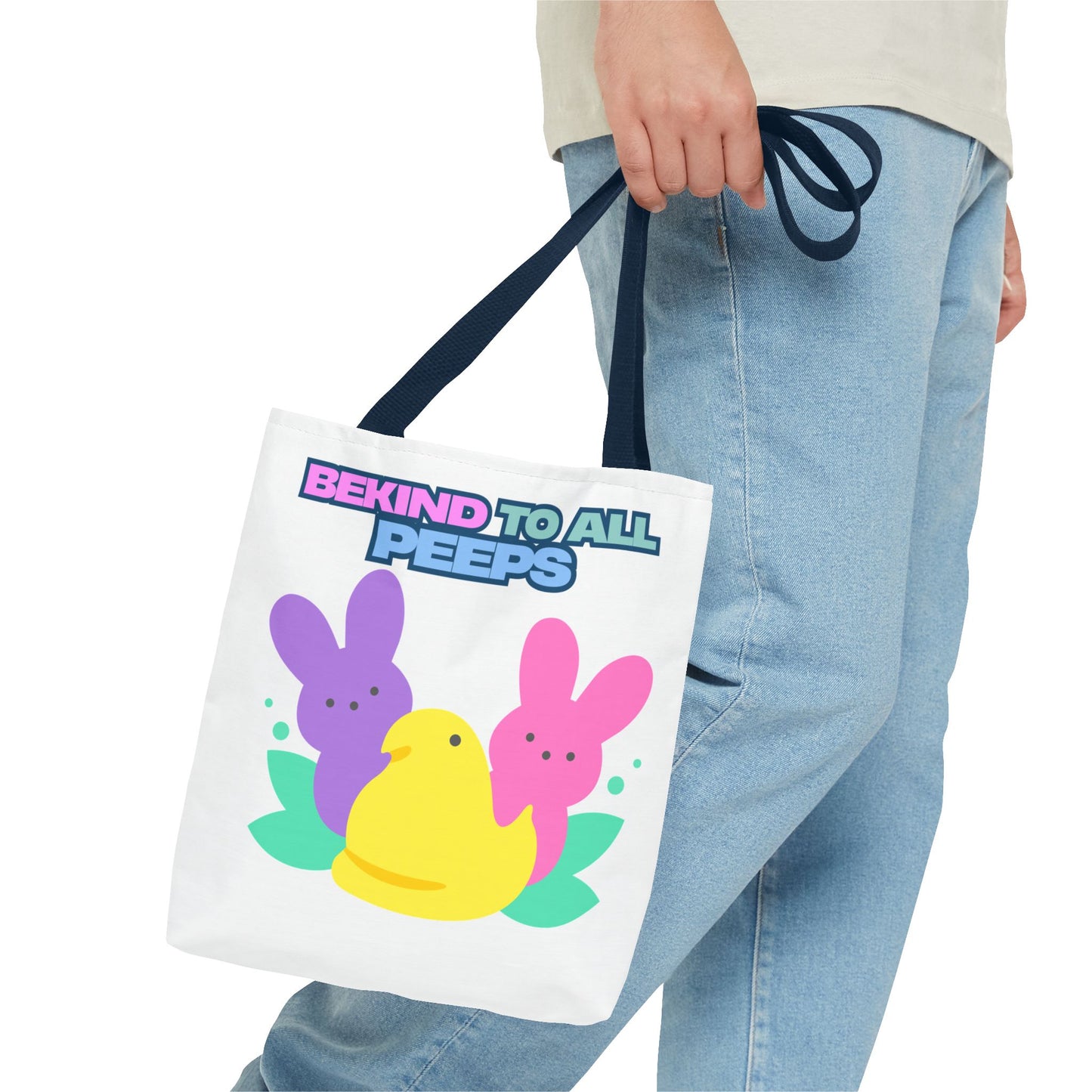 Colorful Easter Tote Bag - Bekind to All Peeps, Spring Gift, Eco-friendly Shopping, Cute Spring Accessory, Bunny Lovers