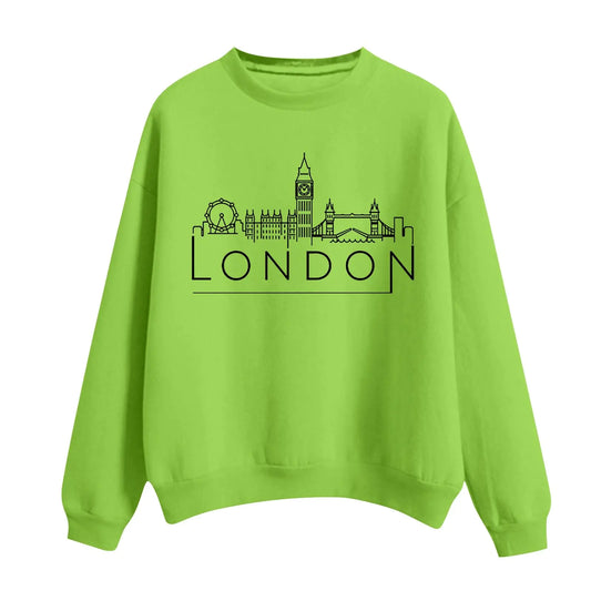 London Sweatshirt for Women Crewneck Long Sleeve Pullover Shirt Graphic Fashion Oversized London Hoodie Tunic Tops (Mint Green S)