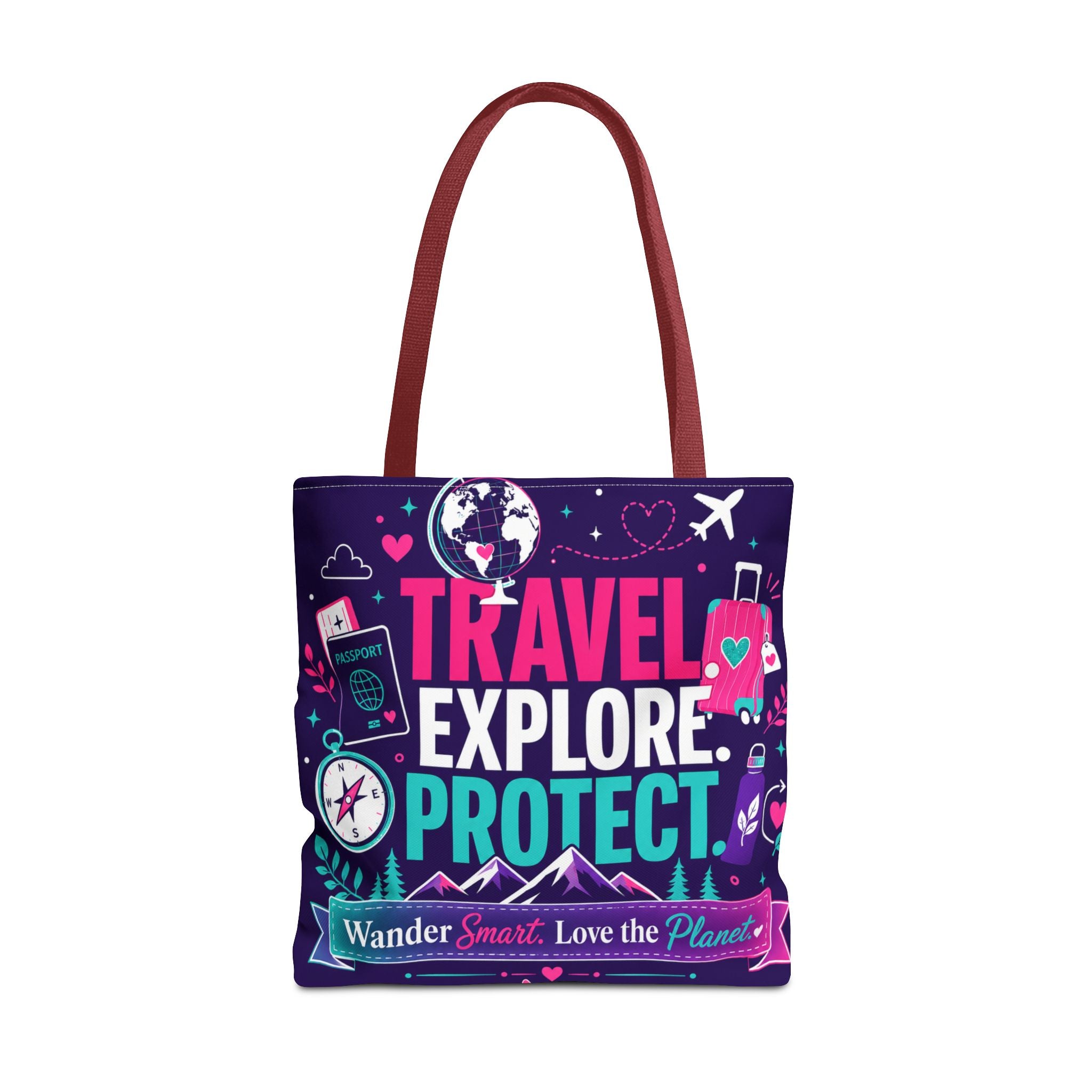 Travel Explore Protect Tote Bag – "Wander Smart, Love the Planet" Eco Travel Tote