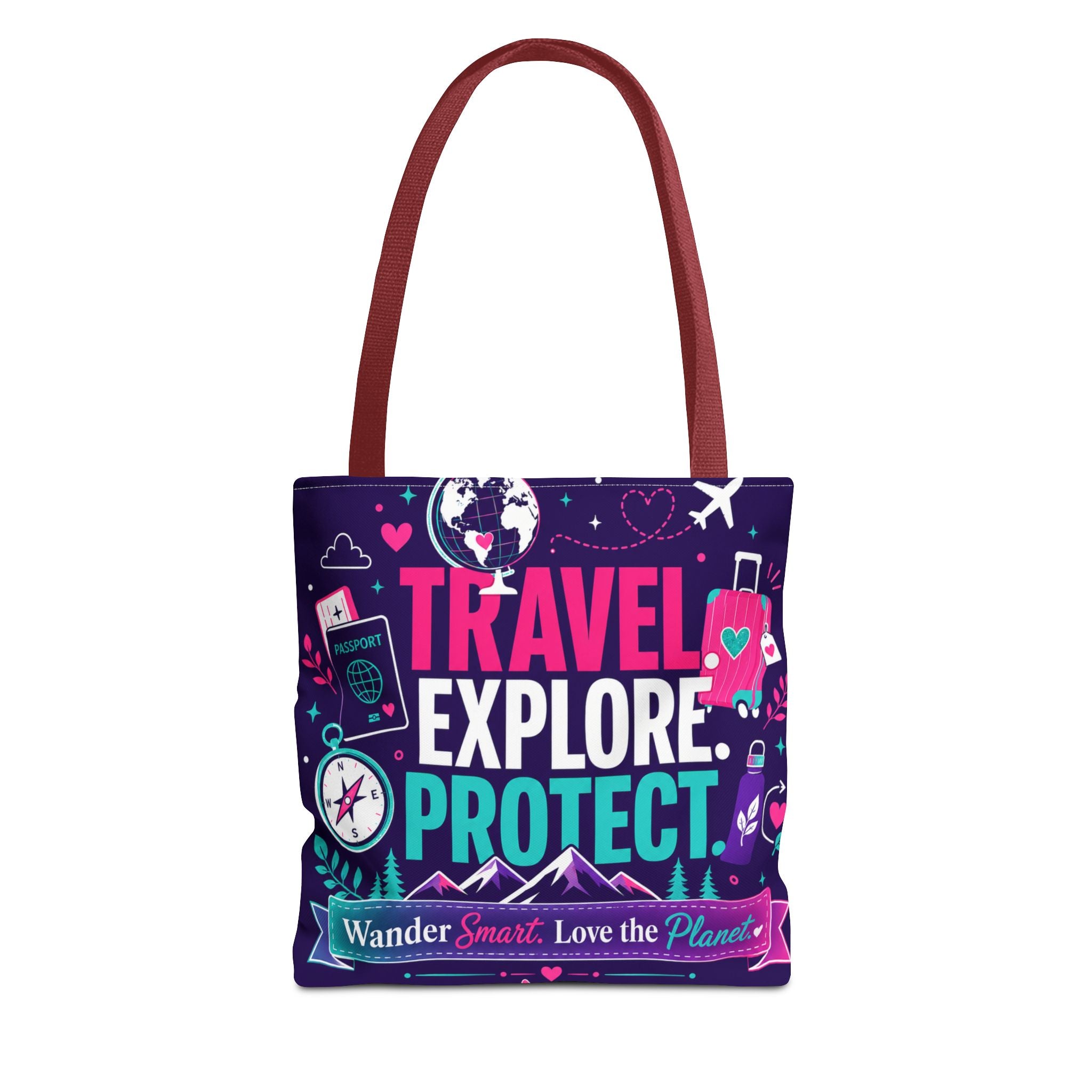 Travel Explore Protect Tote Bag – "Wander Smart, Love the Planet" Eco Travel Tote