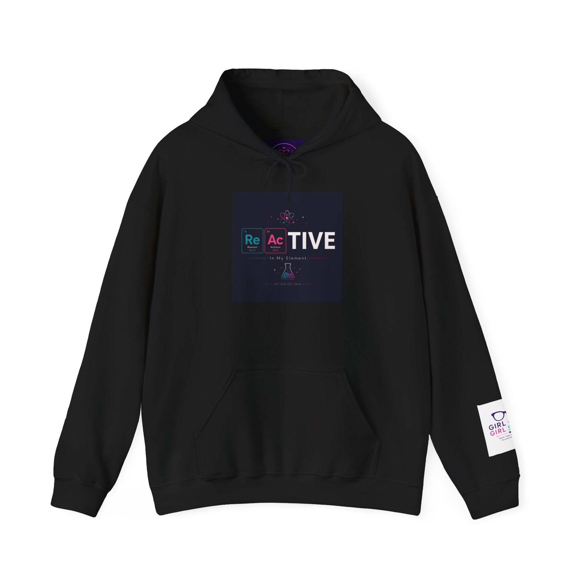 Reactive Hoodie — Modern Graphic Pullover with 'Re Ac TIVE' Text