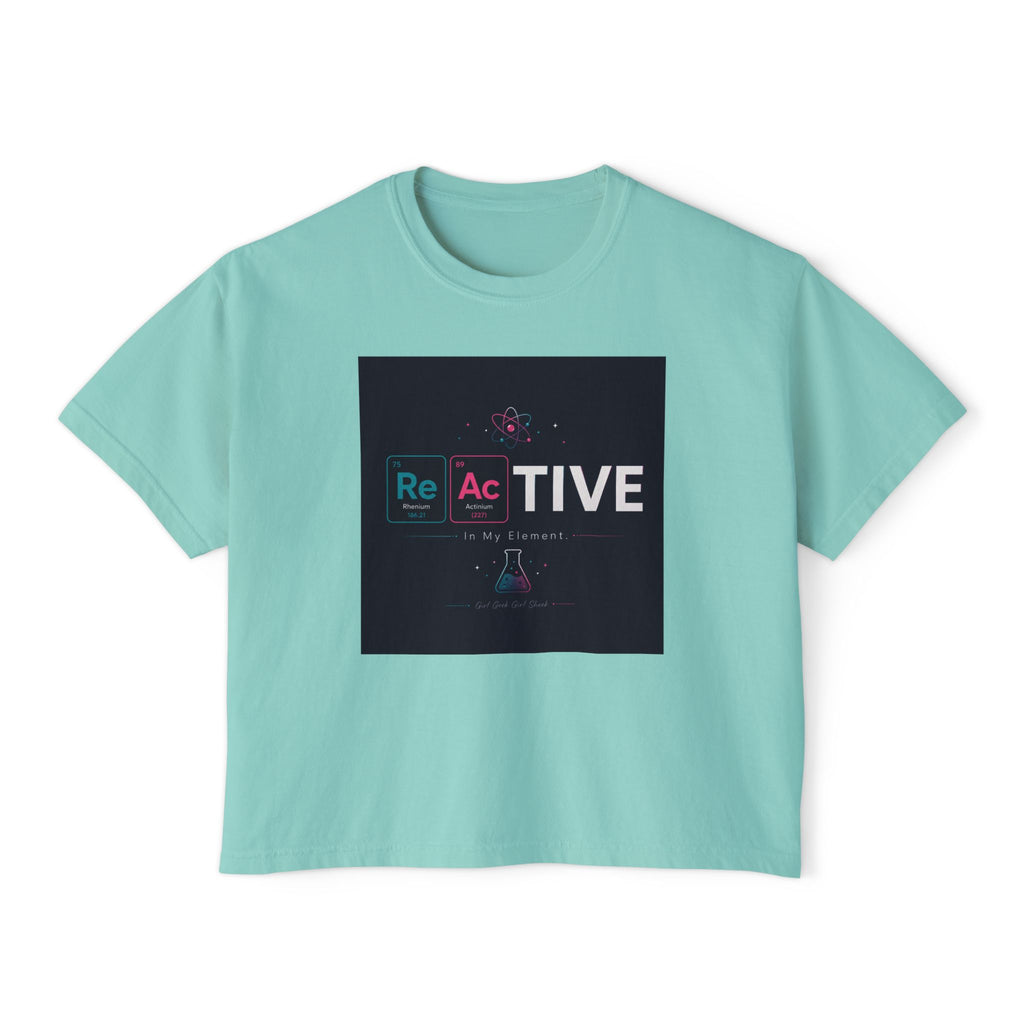Reactive Chemistry Boxy Tee — Women's Science Graphic Shirt