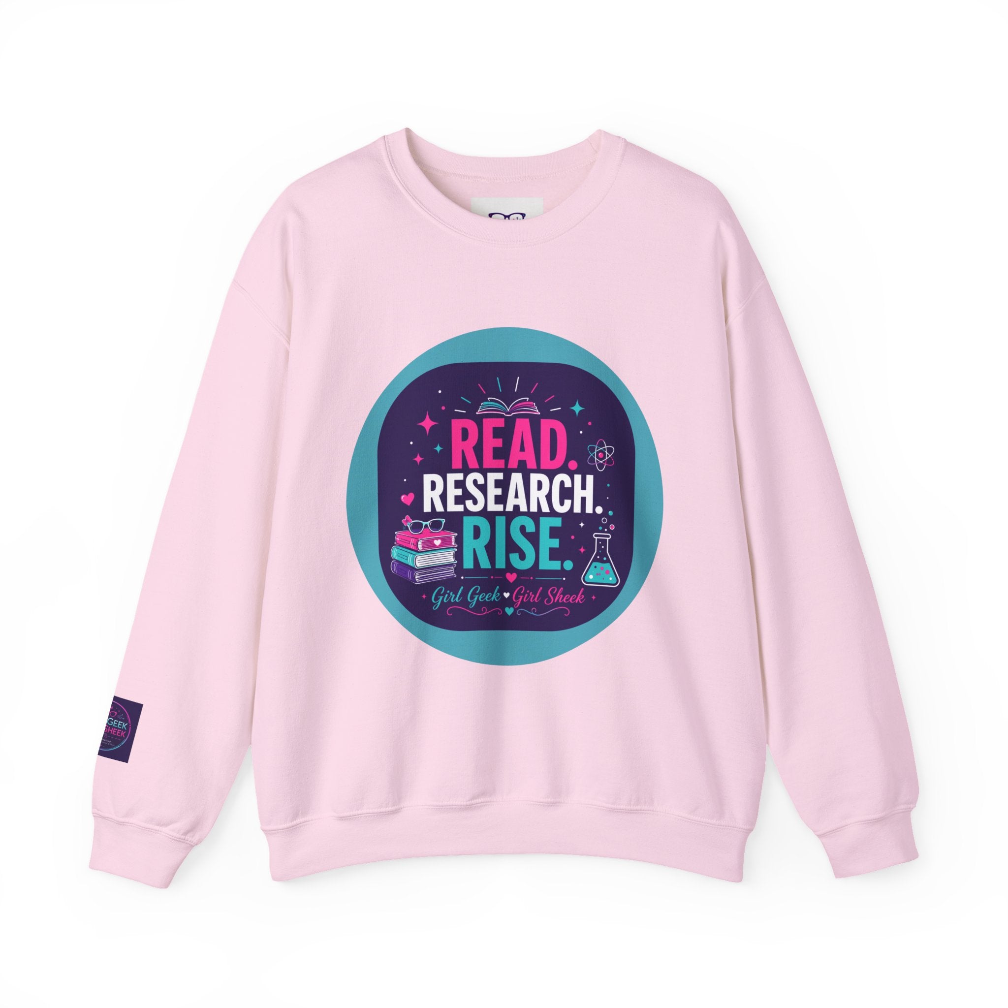 Read. Research. Rise. Crewneck Sweatshirt — Inspirational STEM Student Pullover