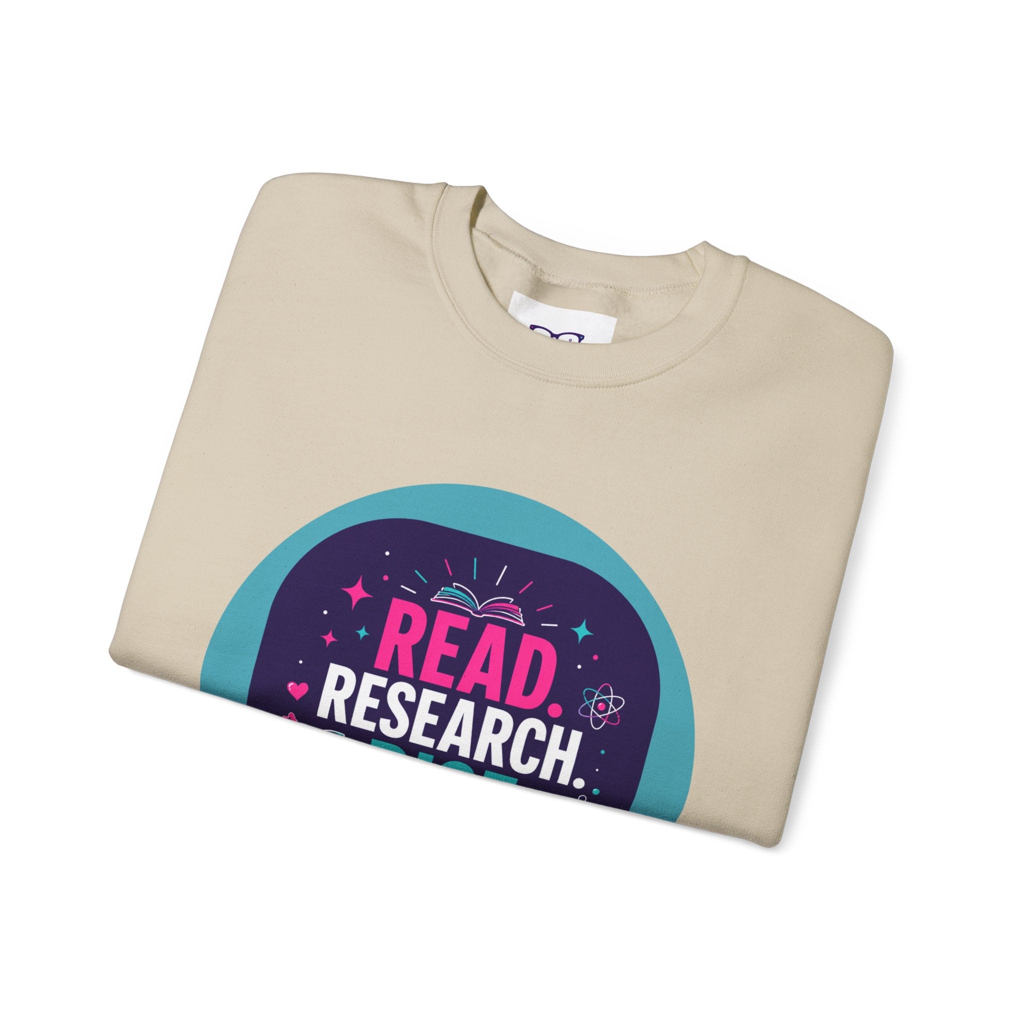 Read. Research. Rise. Crewneck Sweatshirt — Inspirational STEM Student Pullover