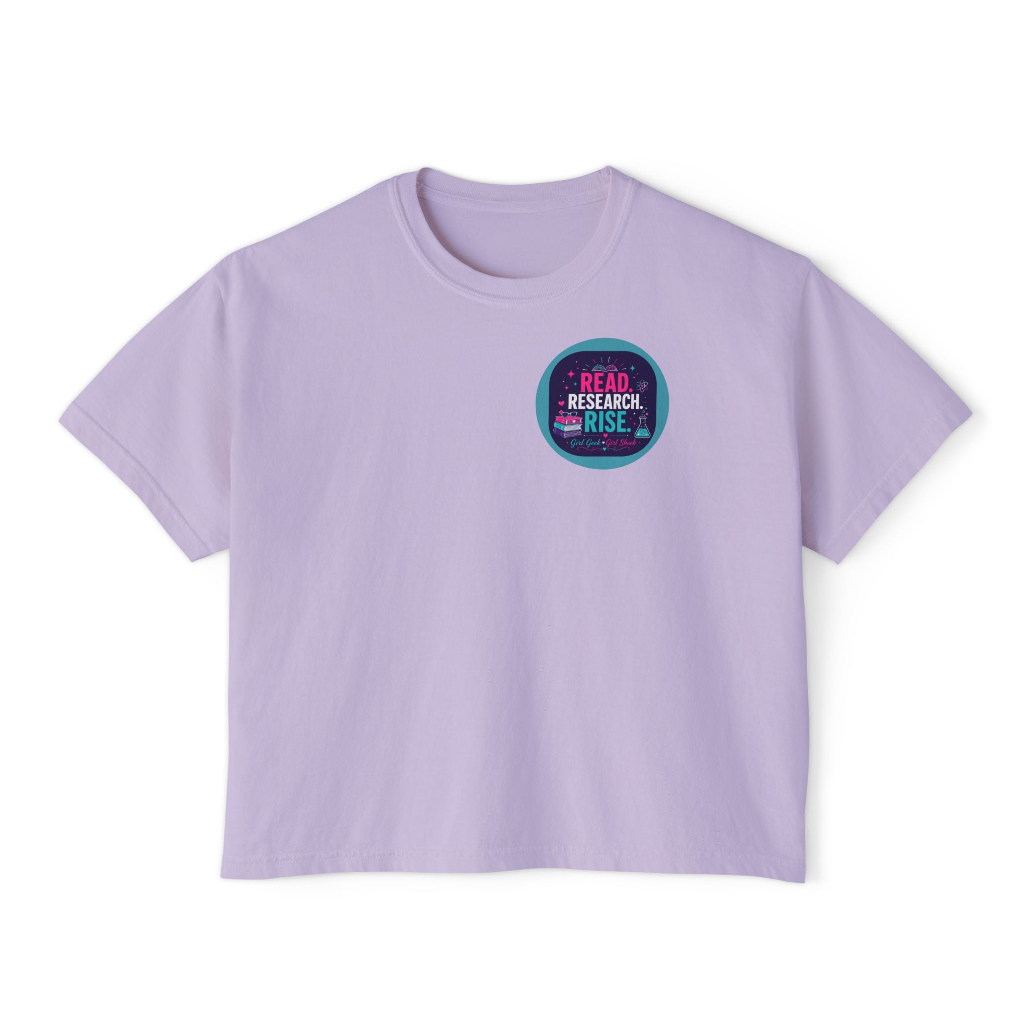 Boxy Tee — "Read, Research, Rise" Feminist Empowerment Crop T-Shirt