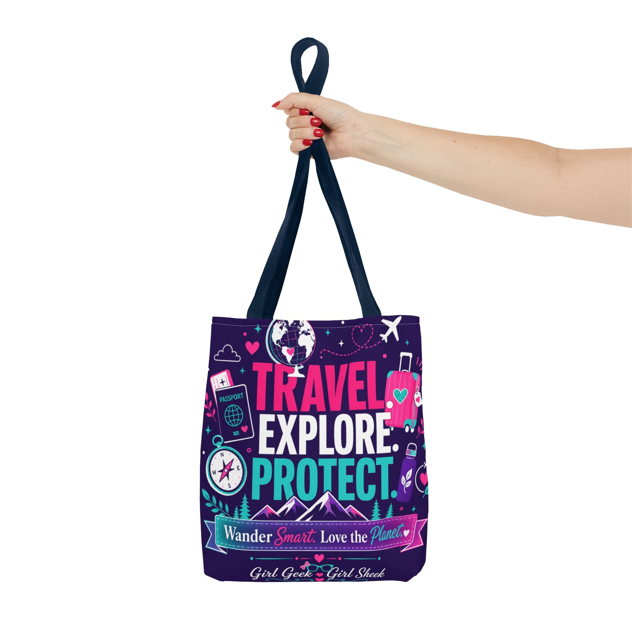 Travel Explore Protect Tote Bag – "Wander Smart, Love the Planet" Eco Travel Tote