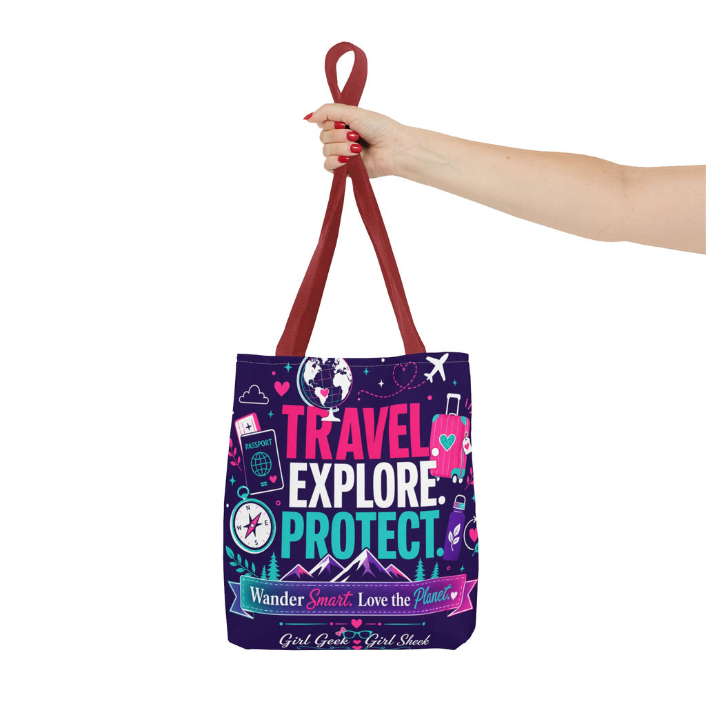 Travel Explore Protect Tote Bag – "Wander Smart, Love the Planet" Eco Travel Tote