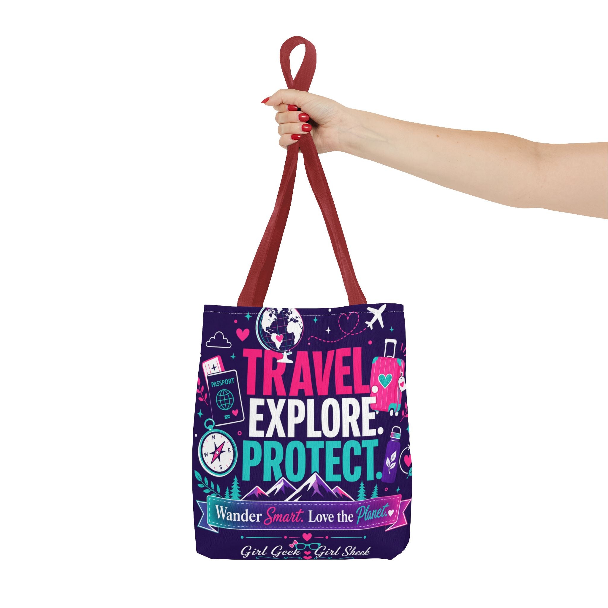 Travel Explore Protect Tote Bag – "Wander Smart, Love the Planet" Eco Travel Tote