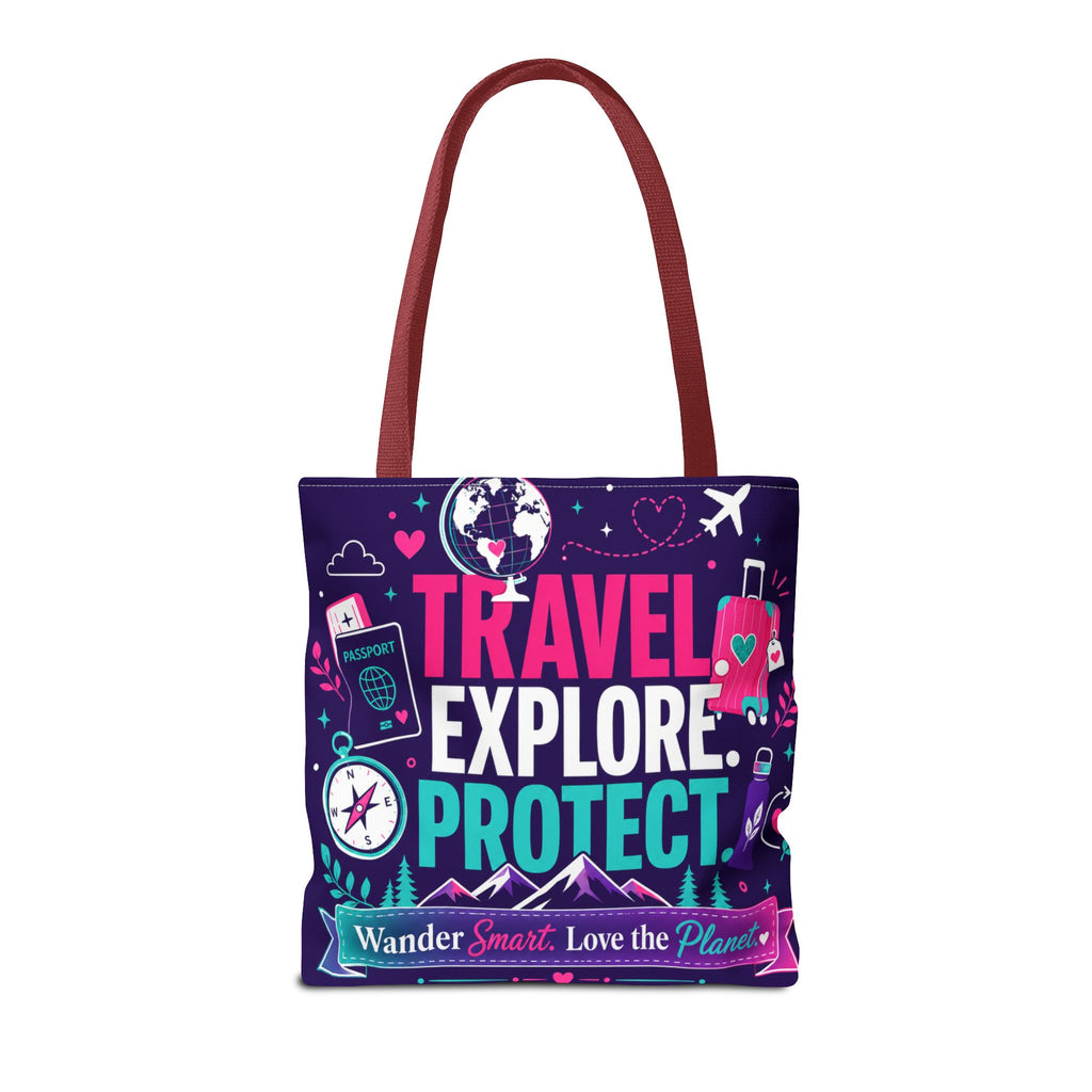 Travel Explore Protect Tote Bag – "Wander Smart, Love the Planet" Eco Travel Tote