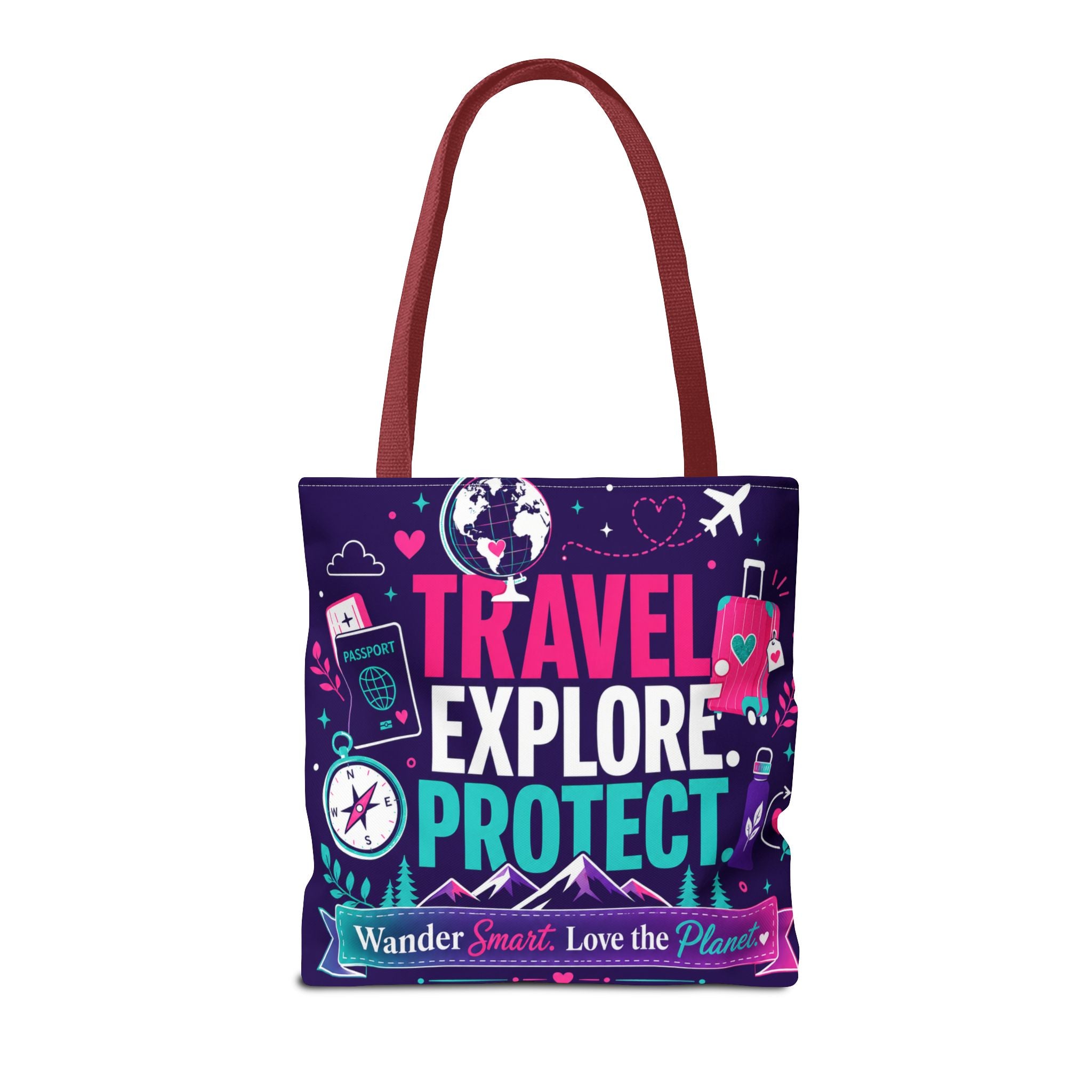 Travel Explore Protect Tote Bag – "Wander Smart, Love the Planet" Eco Travel Tote