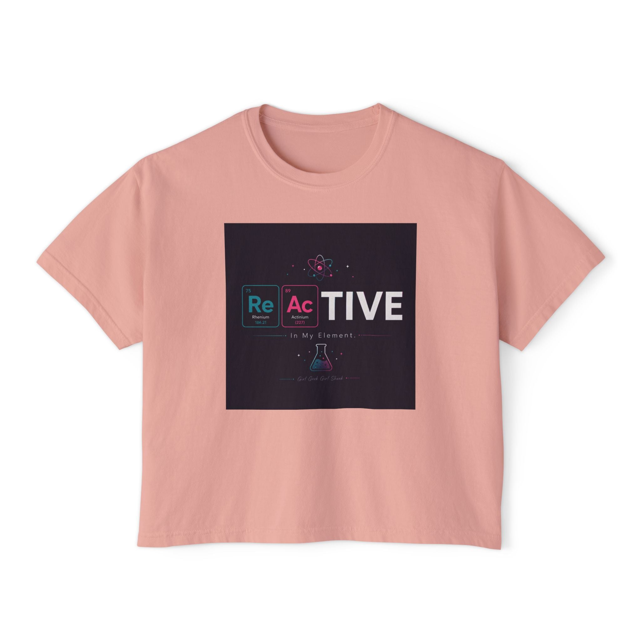 Reactive Chemistry Boxy Tee — Women's Science Graphic Shirt