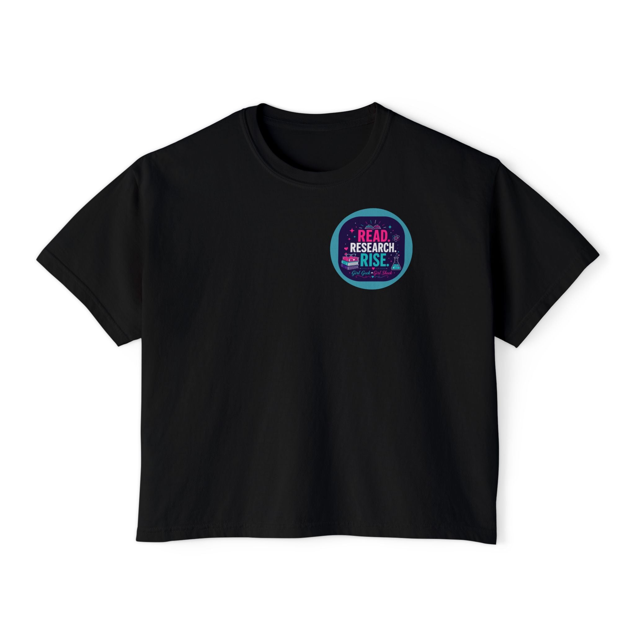 Boxy Tee — "Read, Research, Rise" Feminist Empowerment Crop T-Shirt