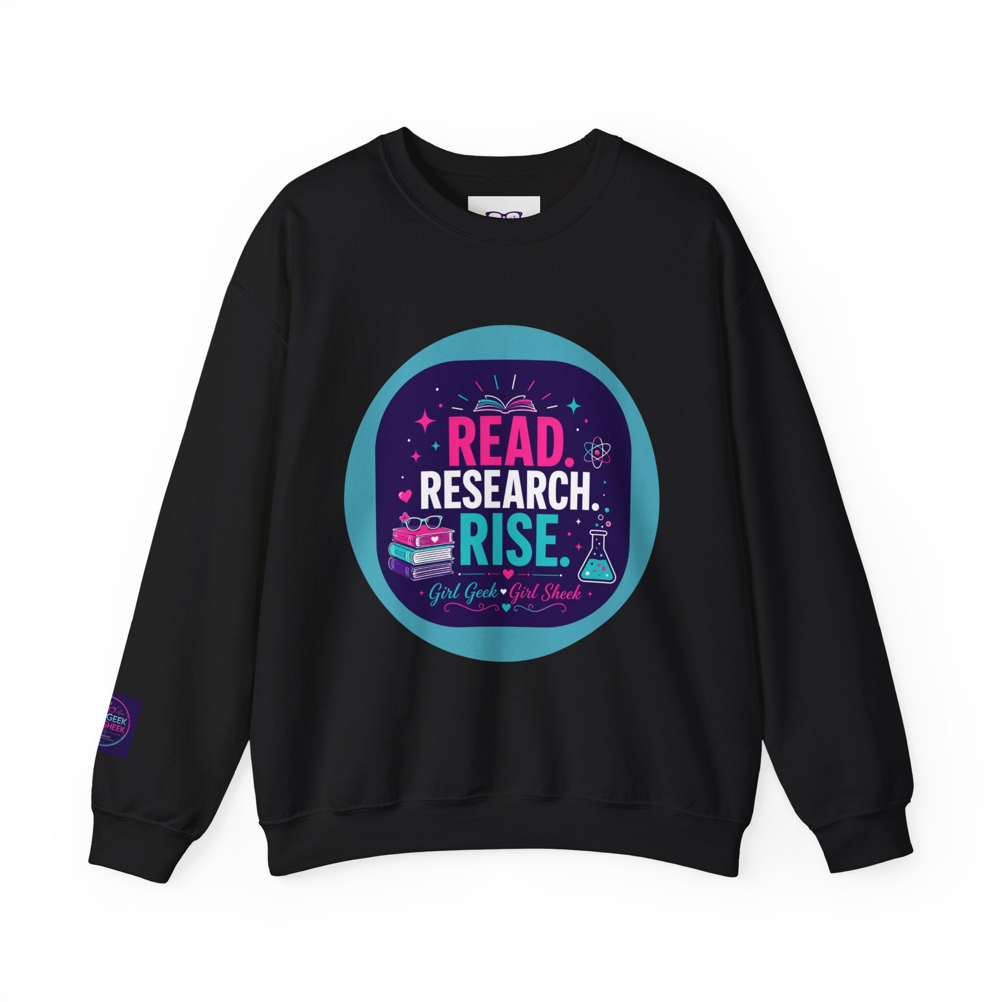 Read. Research. Rise. Crewneck Sweatshirt — Inspirational STEM Student Pullover