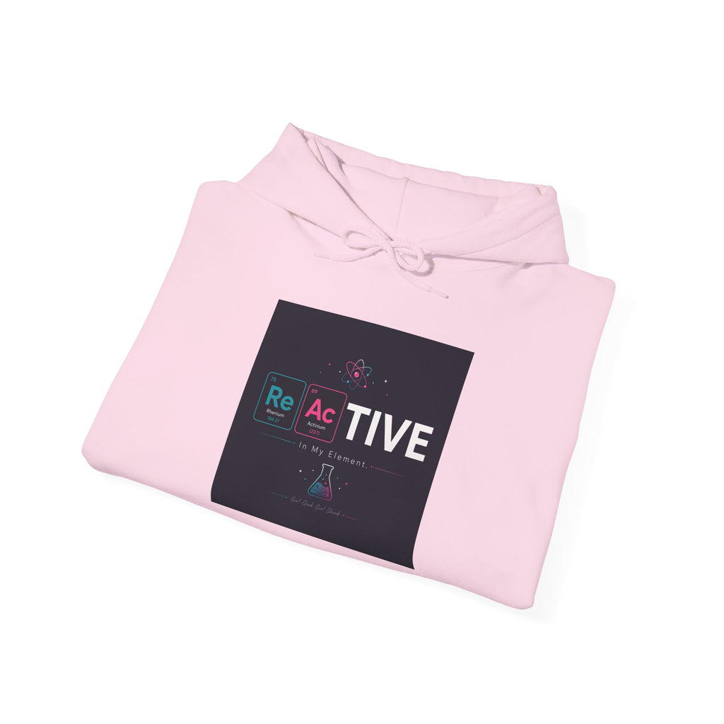 Reactive Hoodie — Modern Graphic Pullover with 'Re Ac TIVE' Text