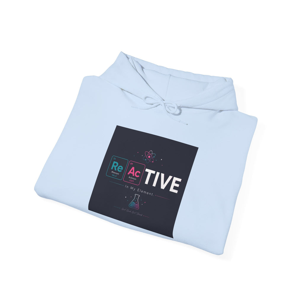 Reactive Hoodie — Modern Graphic Pullover with 'Re Ac TIVE' Text