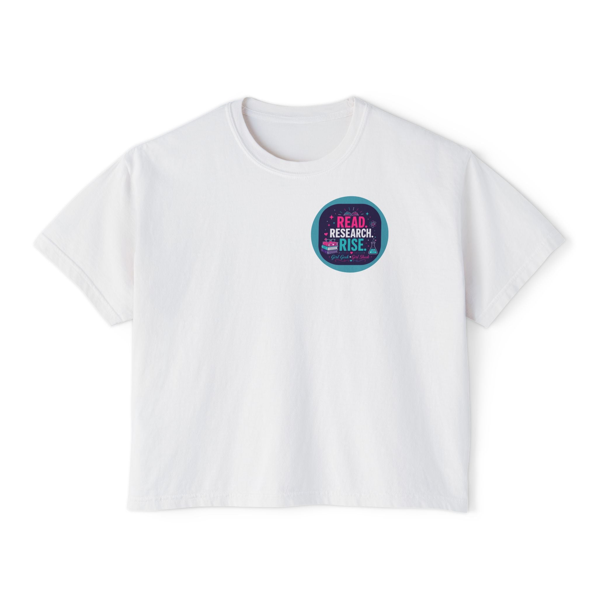 Boxy Tee — "Read, Research, Rise" Feminist Empowerment Crop T-Shirt