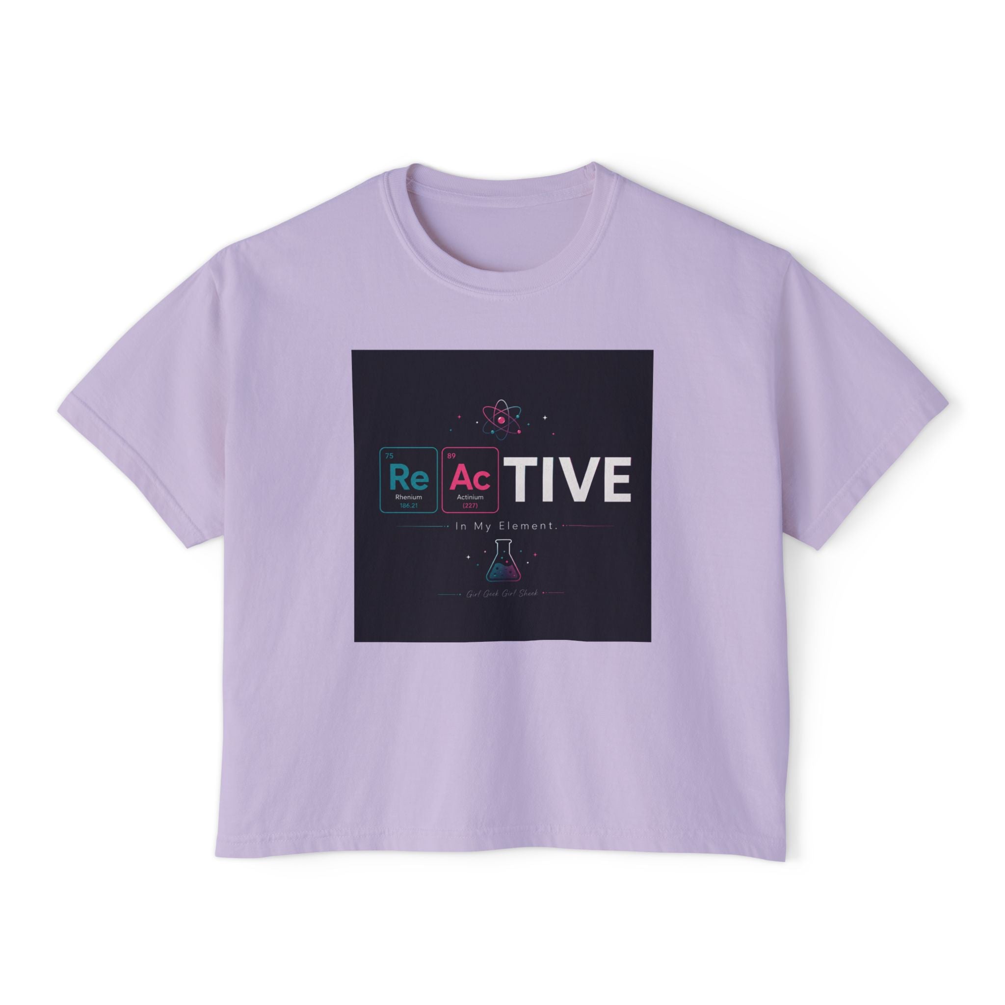 Reactive Chemistry Boxy Tee — Women's Science Graphic Shirt