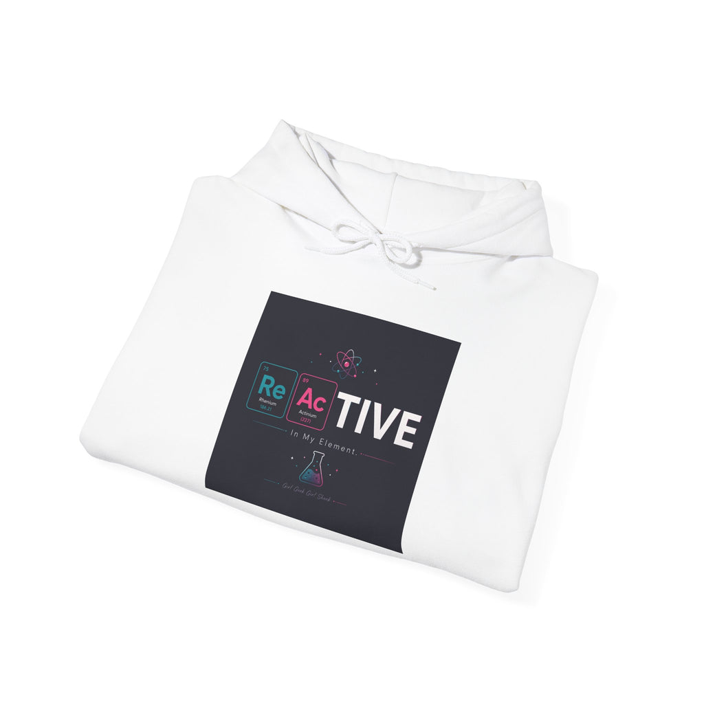 Reactive Hoodie — Modern Graphic Pullover with 'Re Ac TIVE' Text