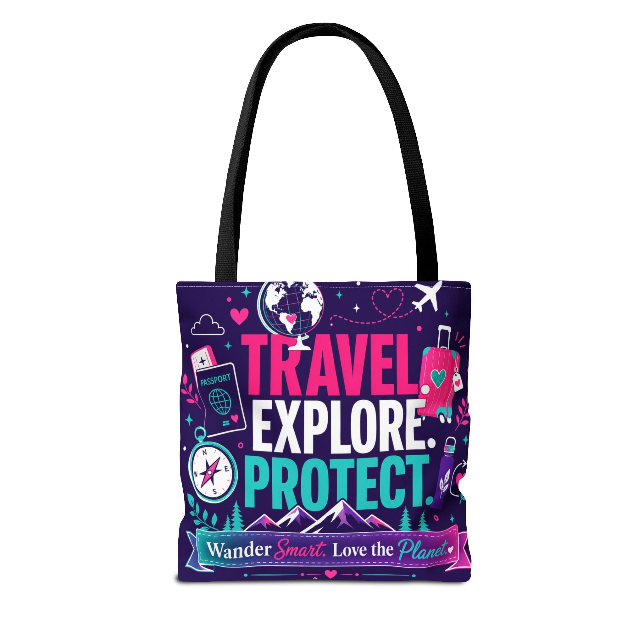 Travel Explore Protect Tote Bag – "Wander Smart, Love the Planet" Eco Travel Tote