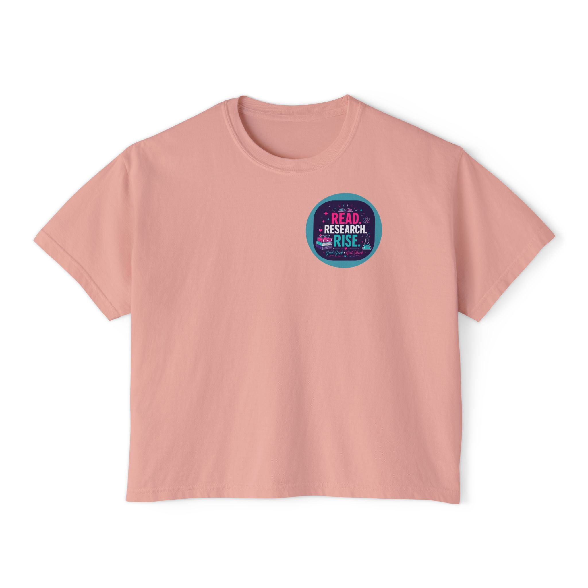 Boxy Tee — "Read, Research, Rise" Feminist Empowerment Crop T-Shirt