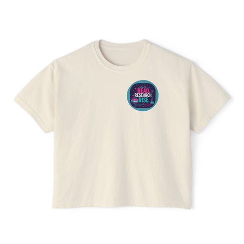 Boxy Tee — "Read, Research, Rise" Feminist Empowerment Crop T-Shirt