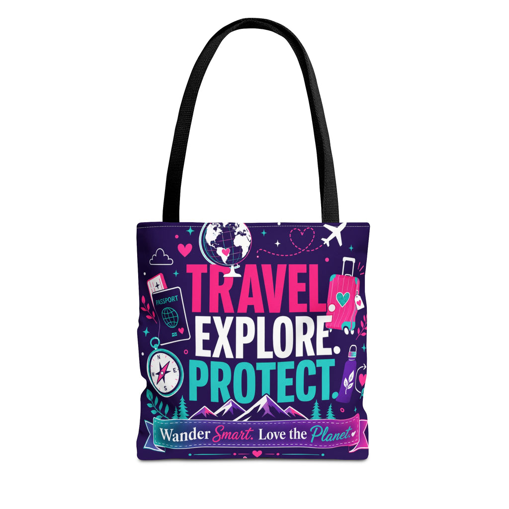 Travel Explore Protect Tote Bag – "Wander Smart, Love the Planet" Eco Travel Tote