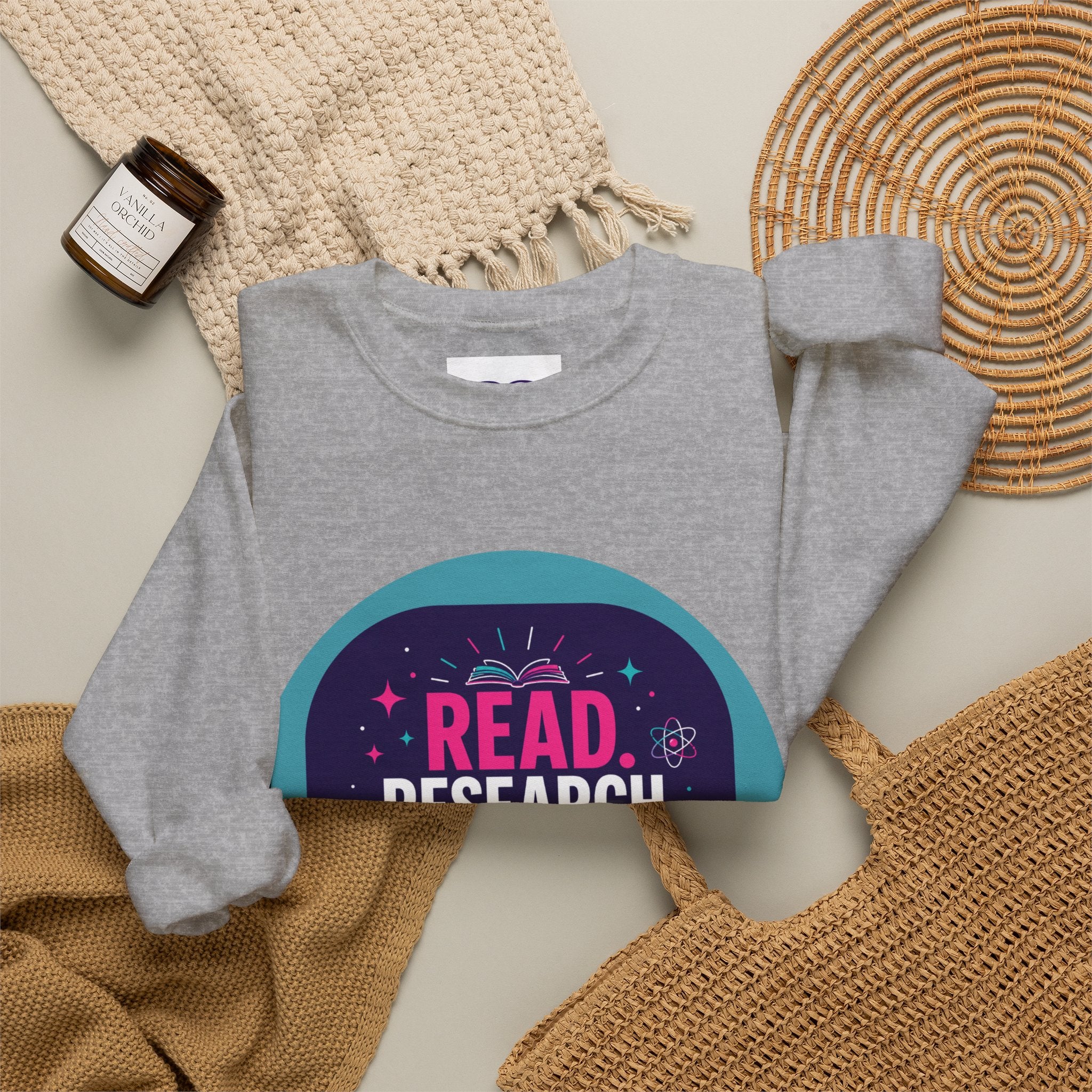 Read. Research. Rise. Crewneck Sweatshirt — Inspirational STEM Student Pullover