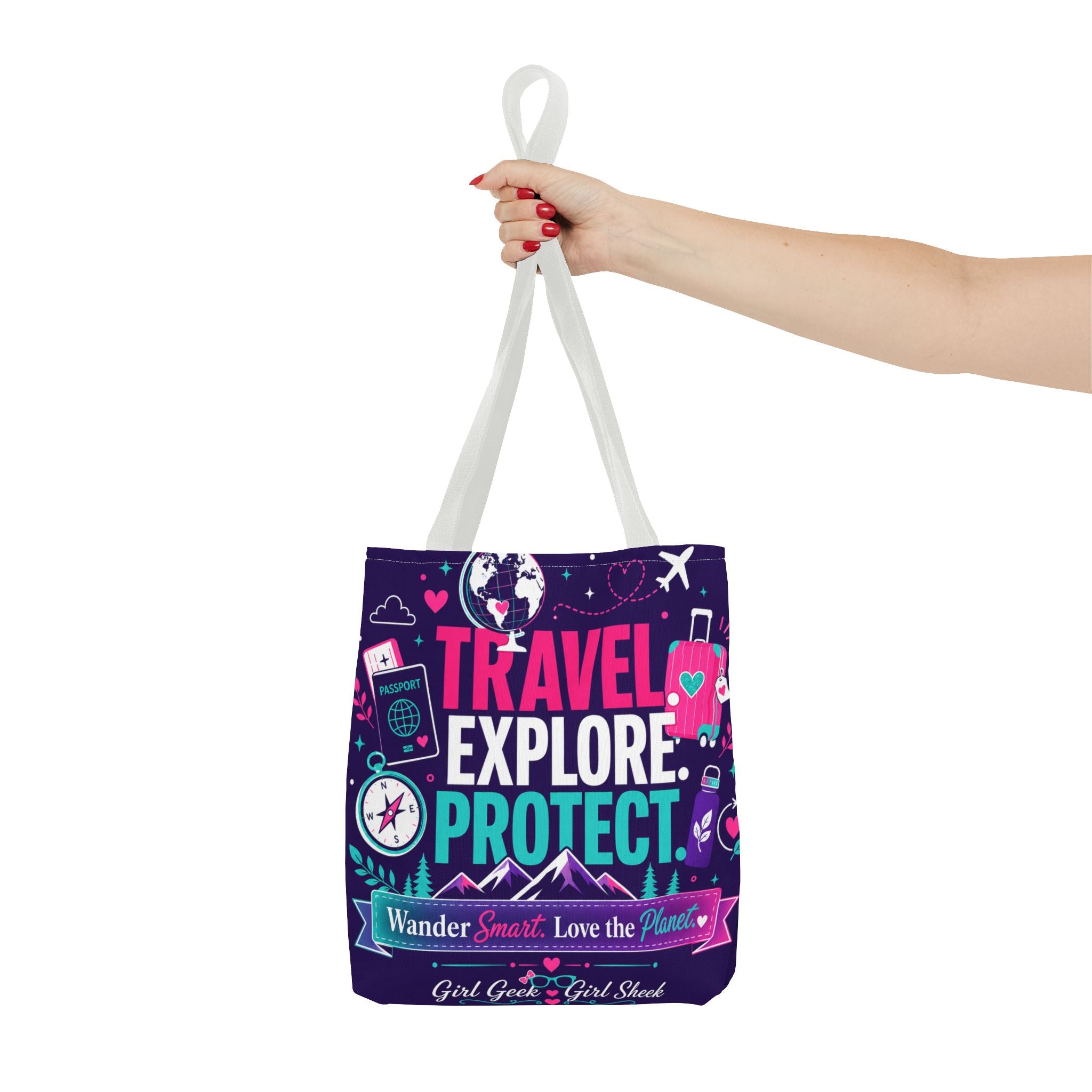 Travel Explore Protect Tote Bag – "Wander Smart, Love the Planet" Eco Travel Tote
