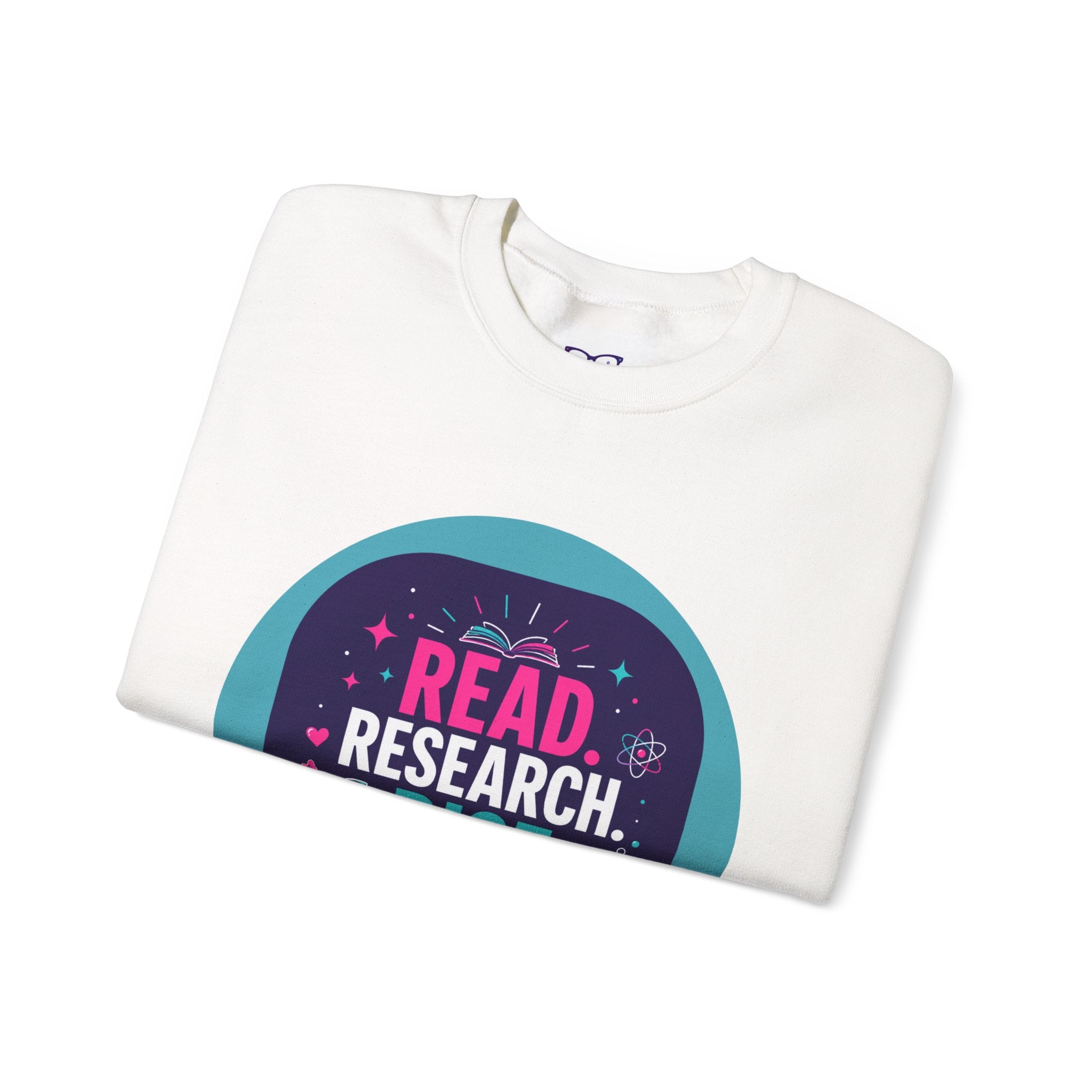 Read. Research. Rise. Crewneck Sweatshirt — Inspirational STEM Student Pullover