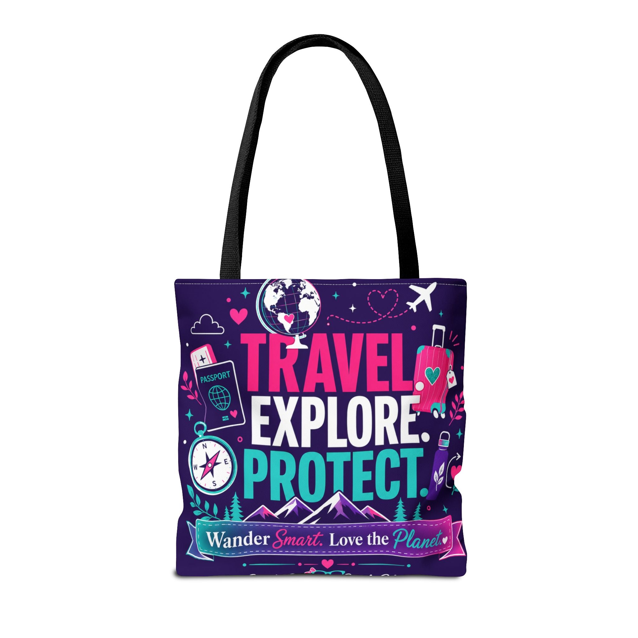 Travel Explore Protect Tote Bag – "Wander Smart, Love the Planet" Eco Travel Tote