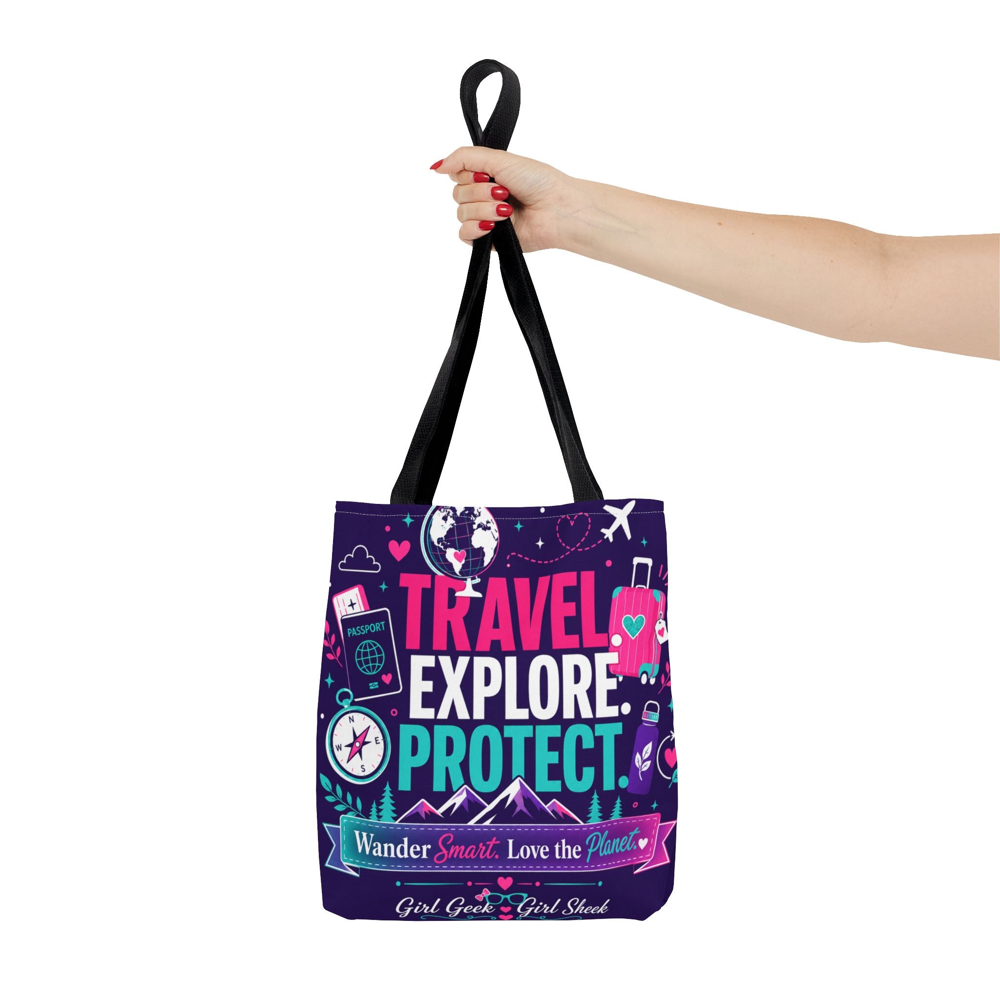 Travel Explore Protect Tote Bag – "Wander Smart, Love the Planet" Eco Travel Tote