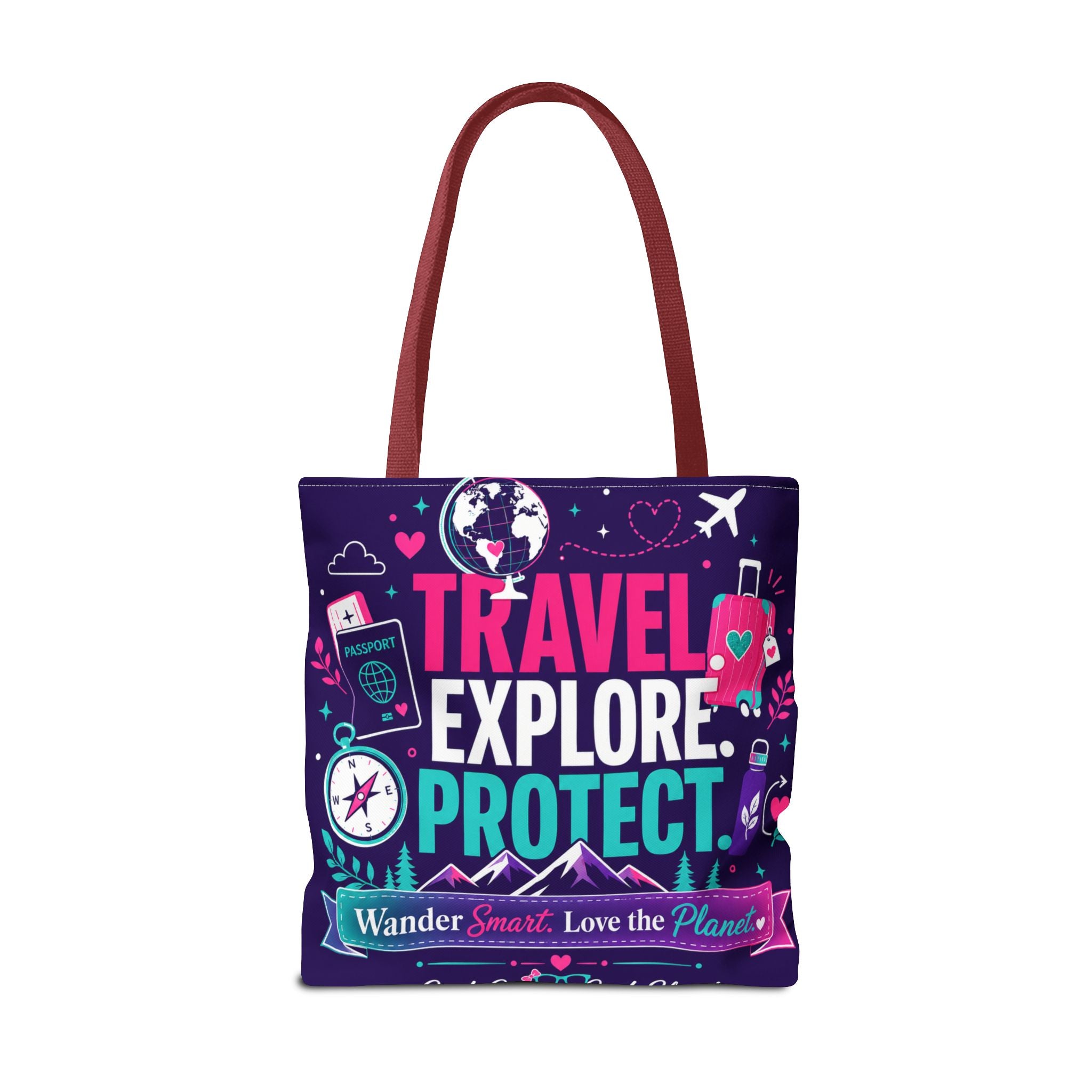 Travel Explore Protect Tote Bag – "Wander Smart, Love the Planet" Eco Travel Tote
