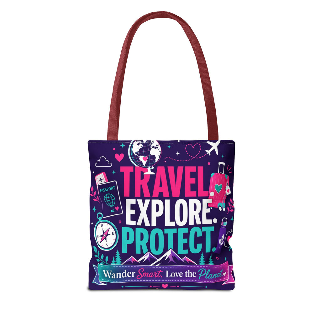 Travel Explore Protect Tote Bag – "Wander Smart, Love the Planet" Eco Travel Tote