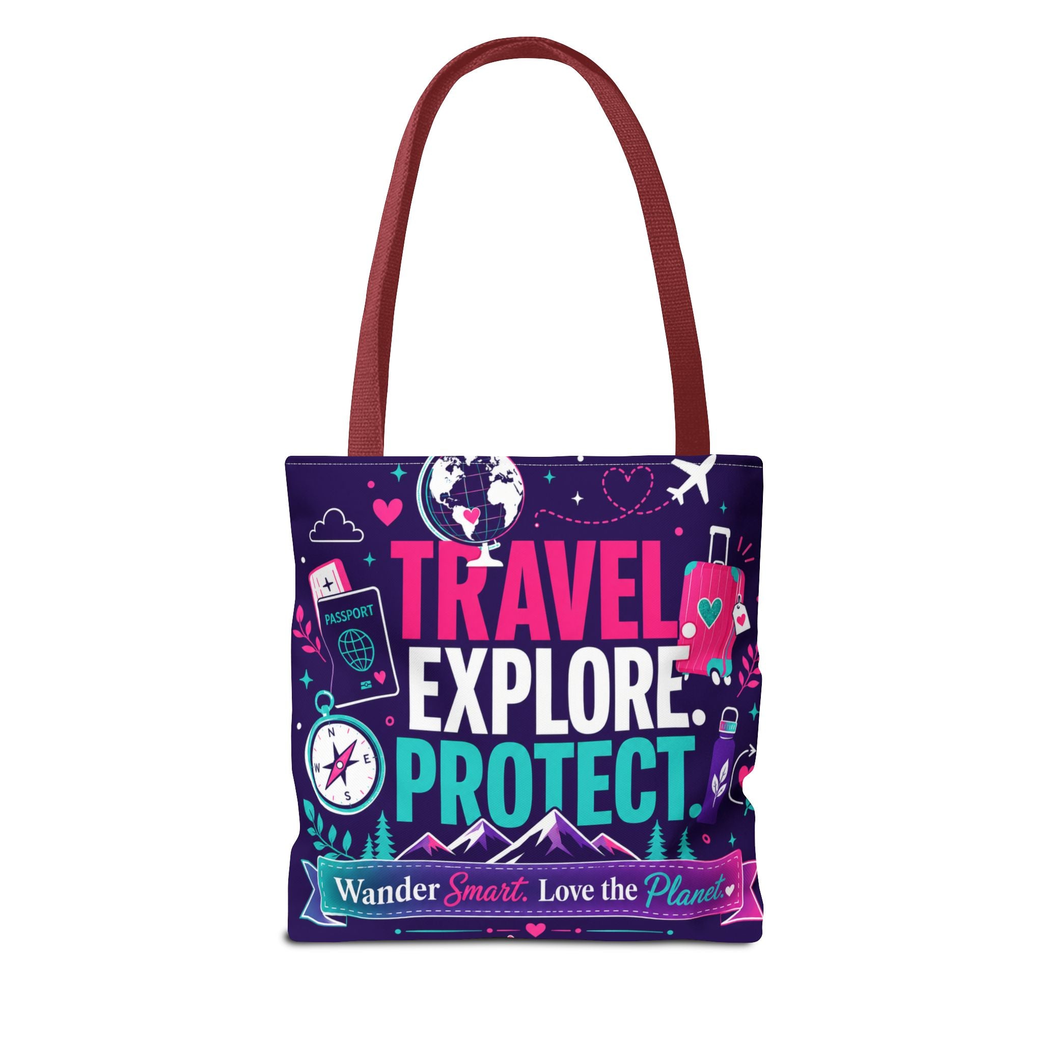 Travel Explore Protect Tote Bag – "Wander Smart, Love the Planet" Eco Travel Tote