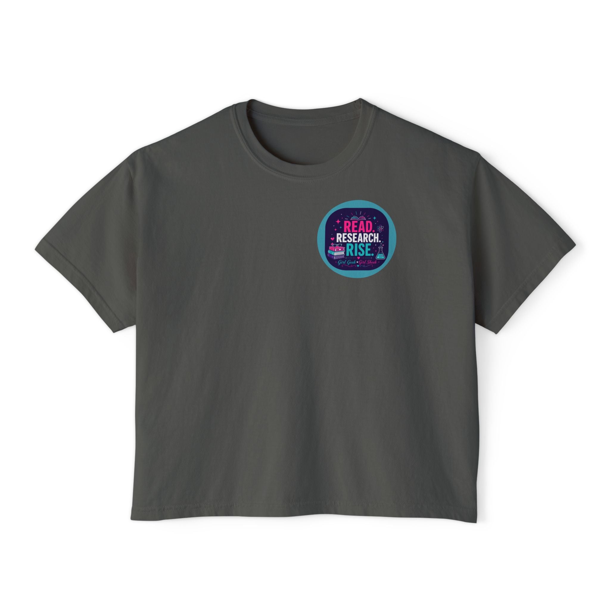 Boxy Tee — "Read, Research, Rise" Feminist Empowerment Crop T-Shirt